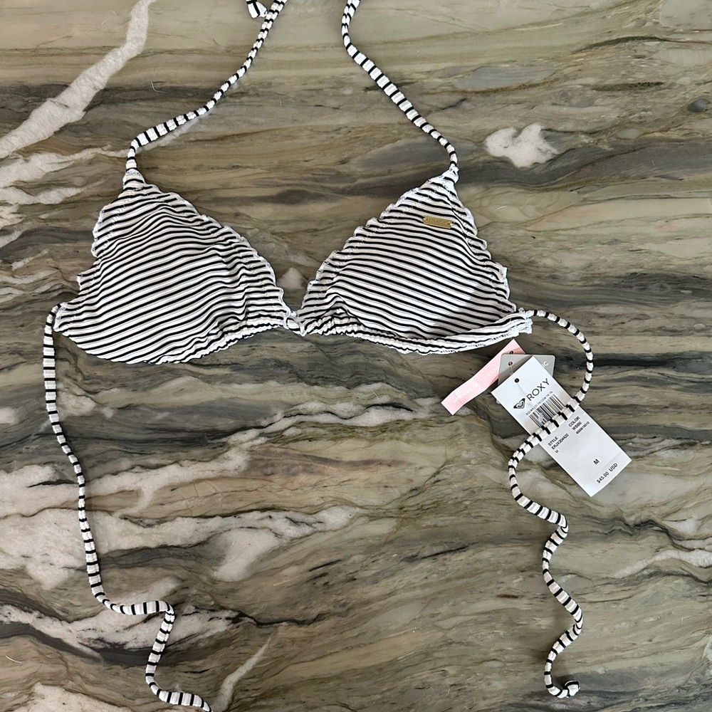 Roxy Monochrome Striped Bikini Top